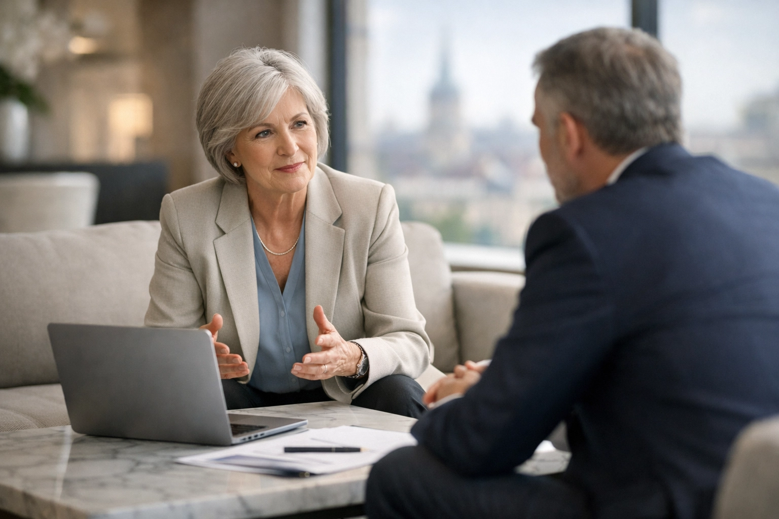 ServiceNow consulting services expert discussing strategic compliance and DORA regulations with an executive.