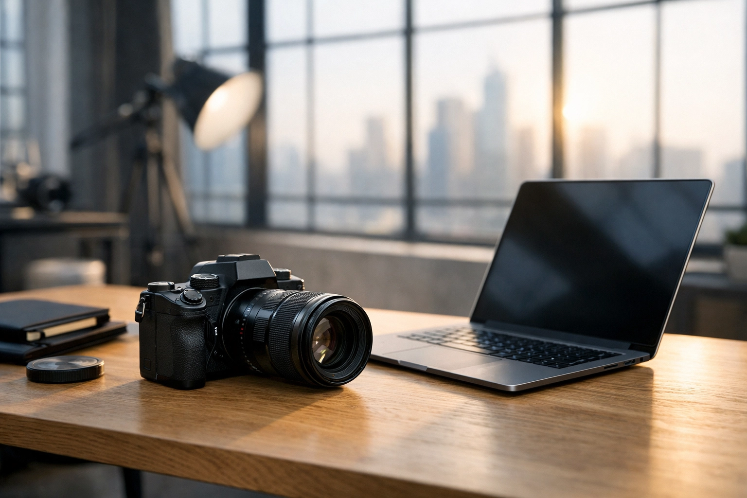 A professional photography studio workspace with a high-end camera, representing growth for experienced photographers.