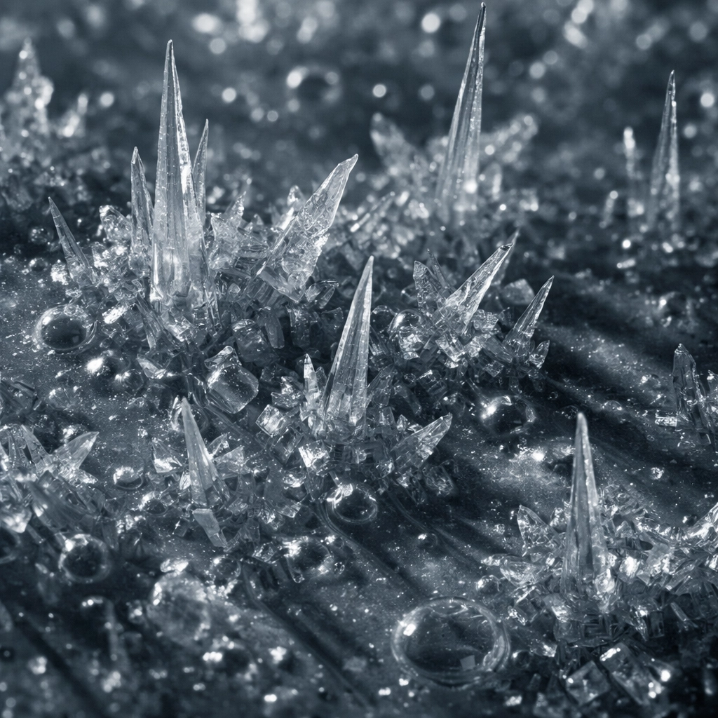 Microscopic view of IOPE bio-spicule technology demonstrating clinical-grade skincare structural innovation.