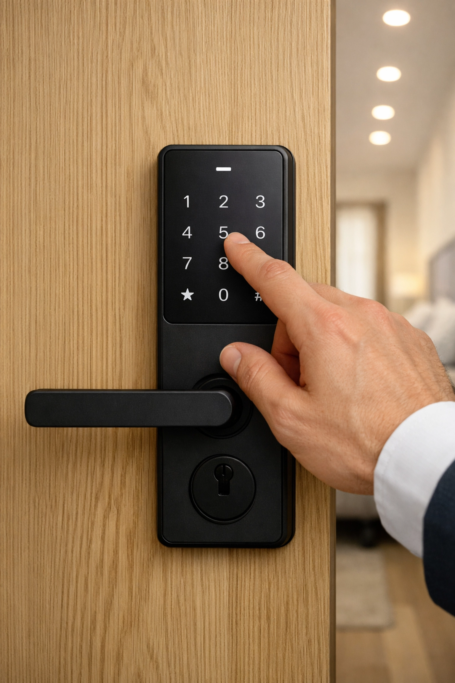 Secure digital lock on private bedroom door in Raleigh