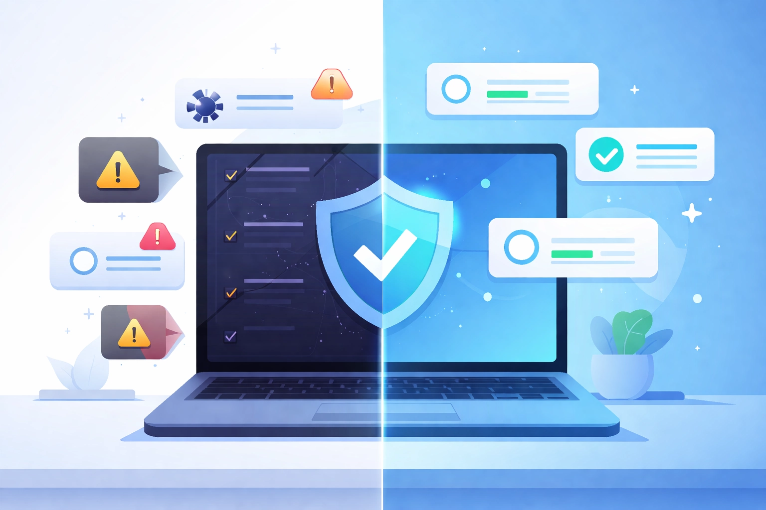Laptop displaying software update notifications highlighting the importance of keeping business systems updated