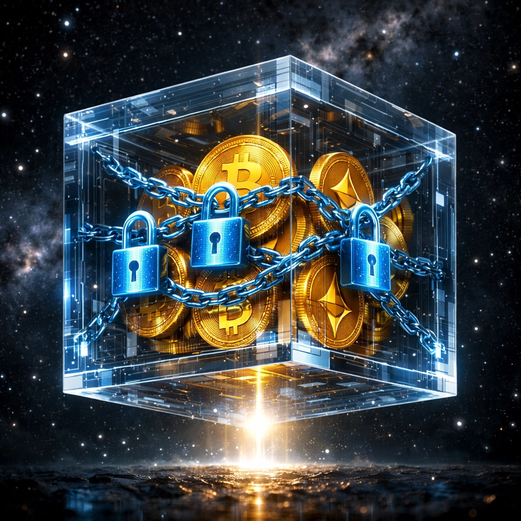 Blockchain security node with cryptocurrency protected by digital encryption