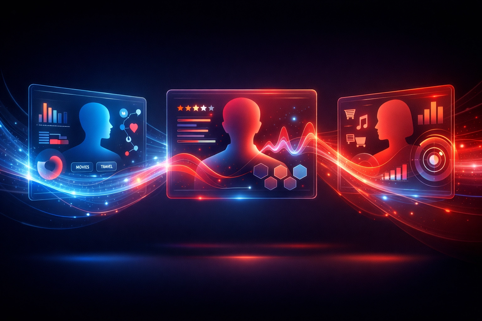 AI customer segmentation showing individual user profiles with behavioral data and preferences