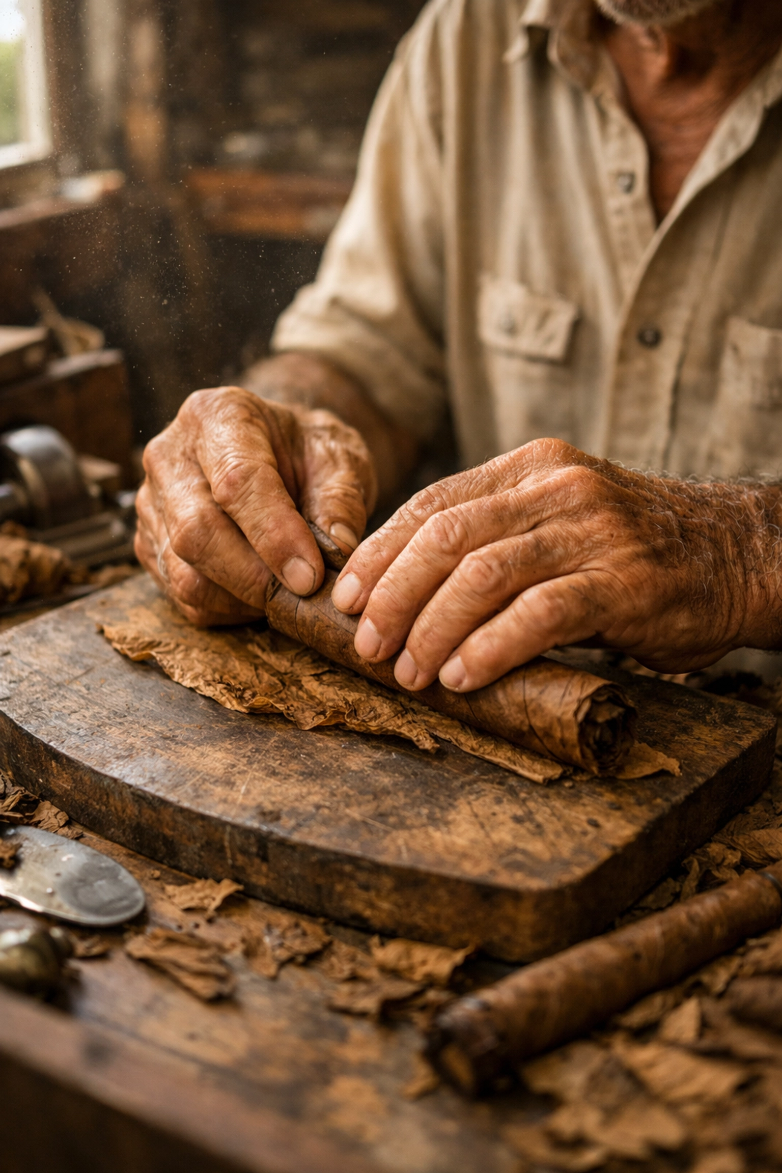 Traditional cigar rolling in Little Havana, Miami, showcasing local culture and creative craftsmanship.