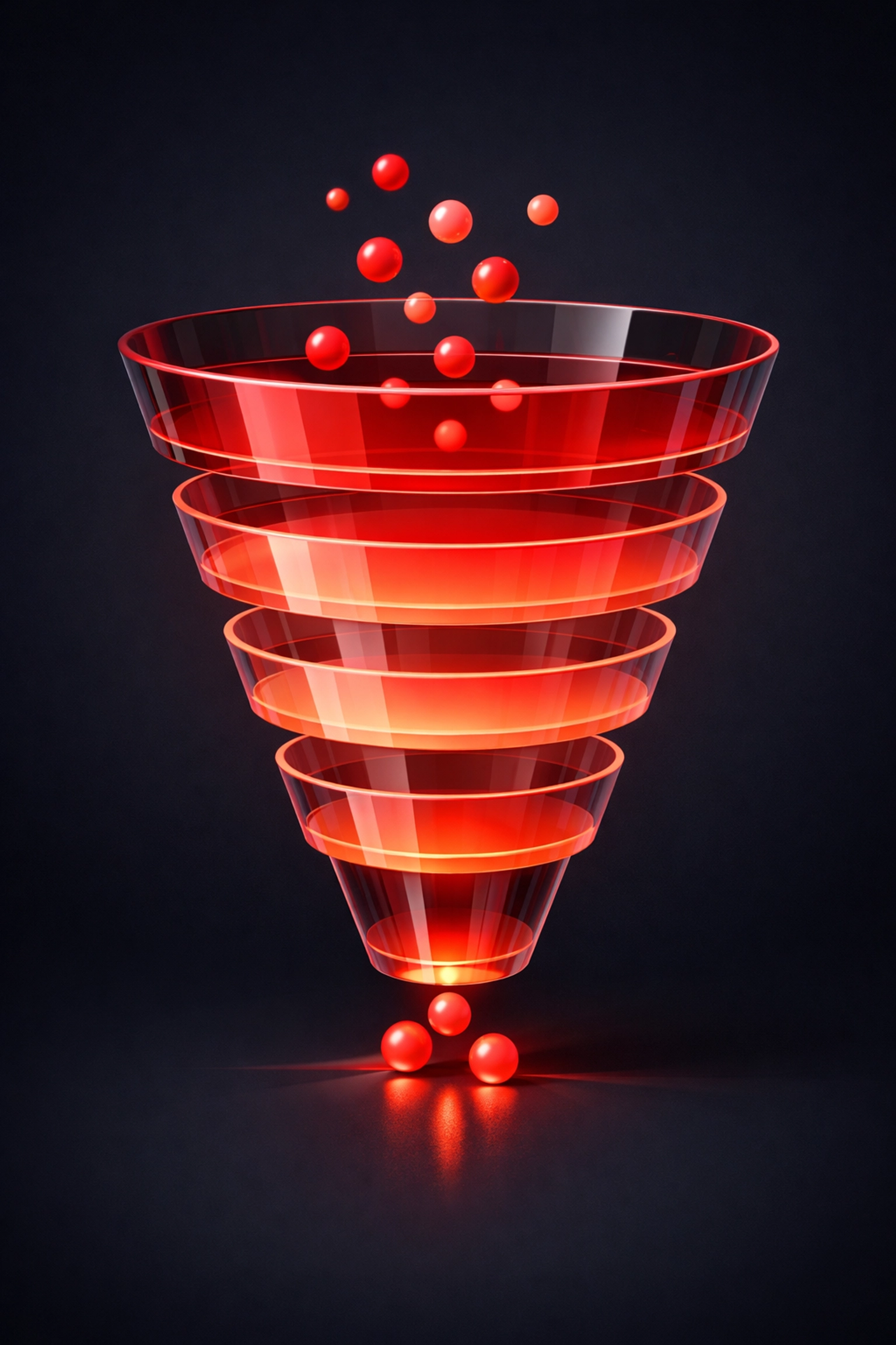 Conversion funnel showing website traffic narrowing down to qualified leads