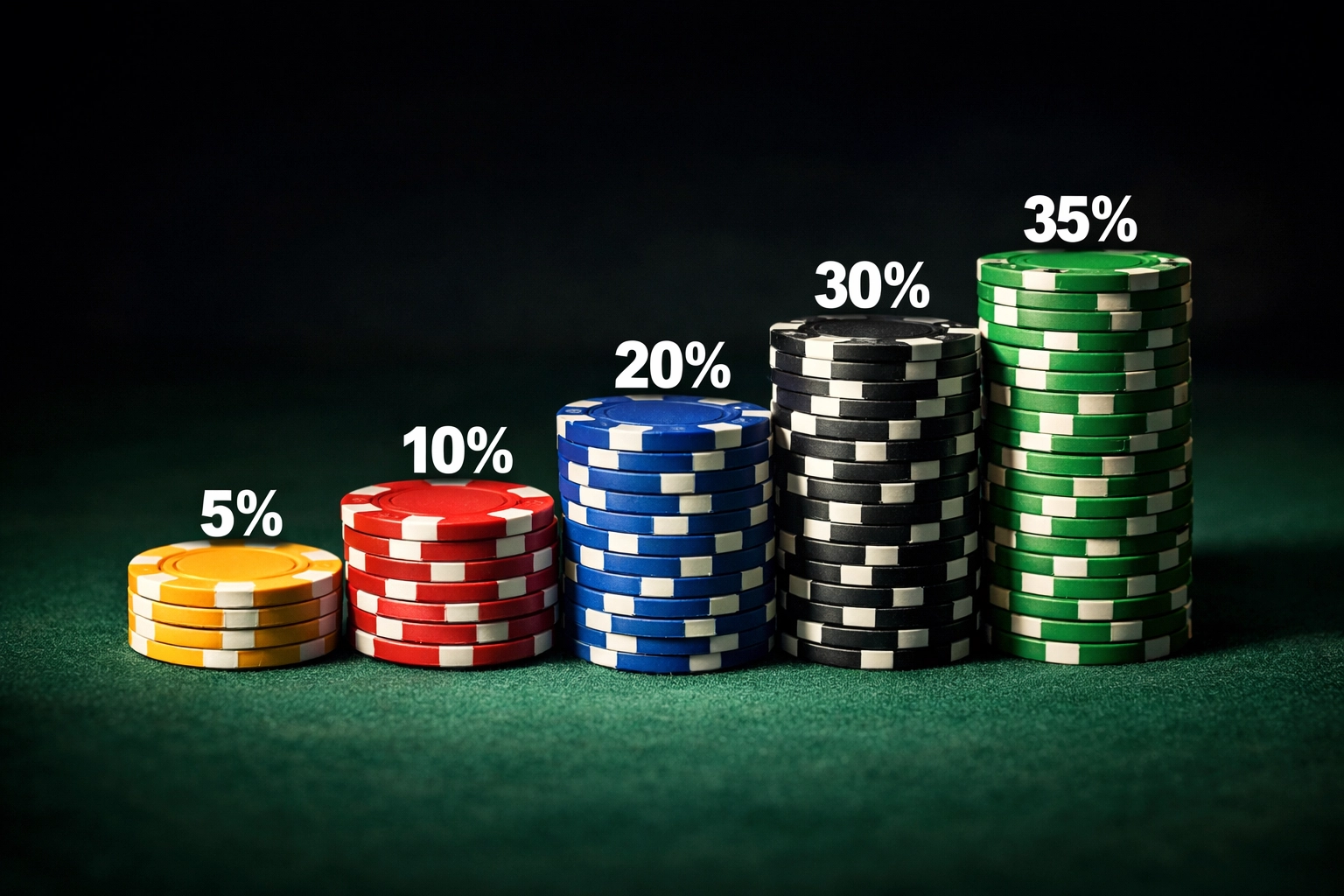 Gestapelte Jetons visualisieren Unit-Größen für Sportwetten Bankroll Management