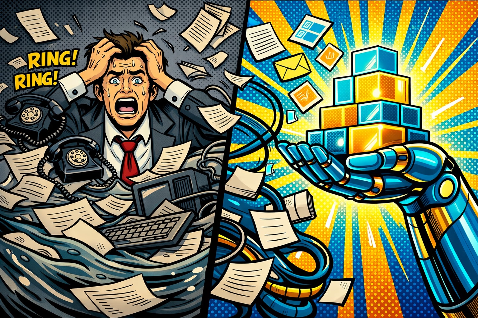 Workflow automation for small business turning messy office paperwork into organized digital data.