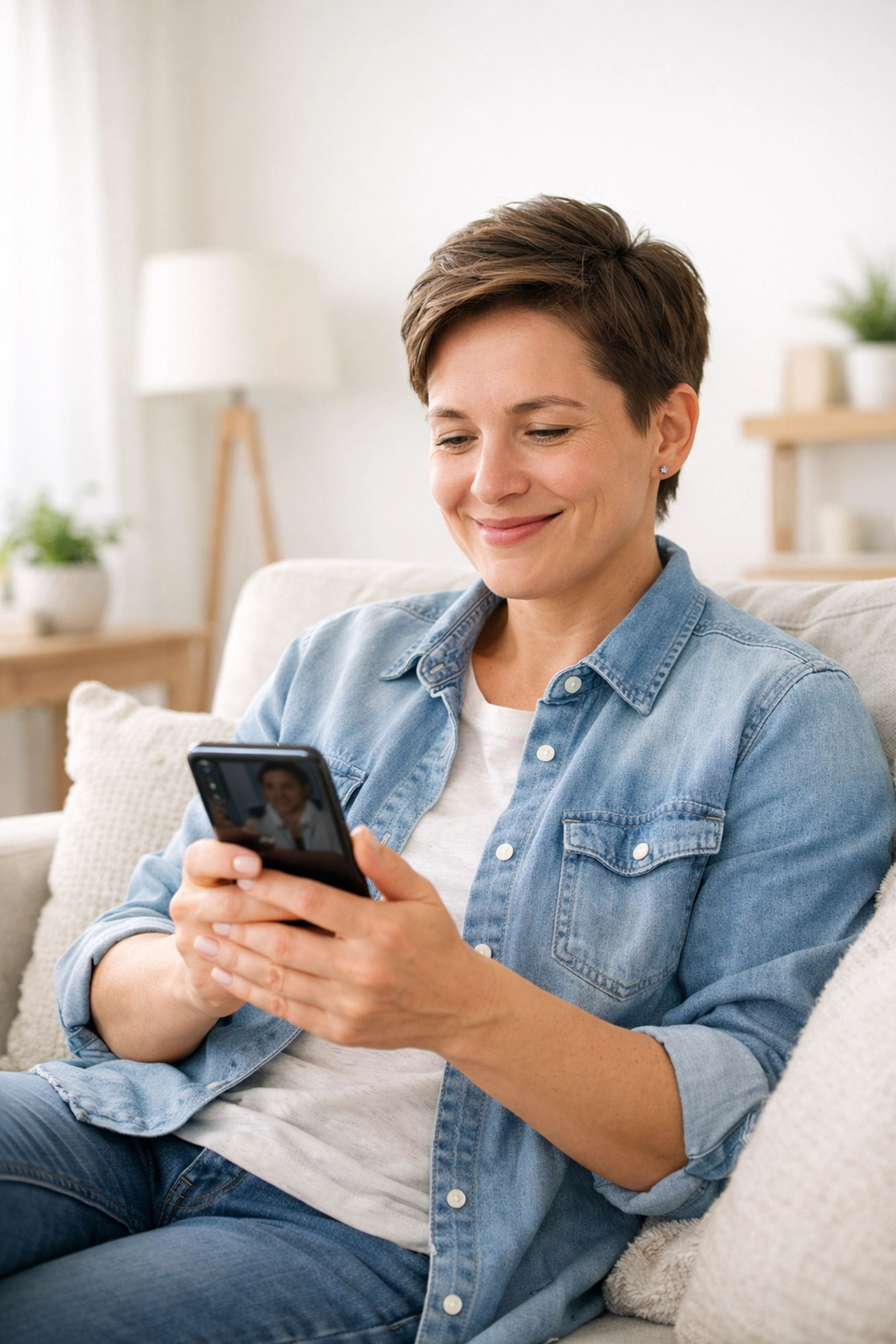 A person using a smartphone for a private and secure online medical weight loss consultation.