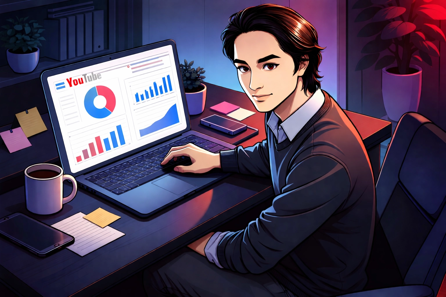 Simon Leung at a modern home office desk analyzing affiliate marketing strategies to make money online across multiple platforms.