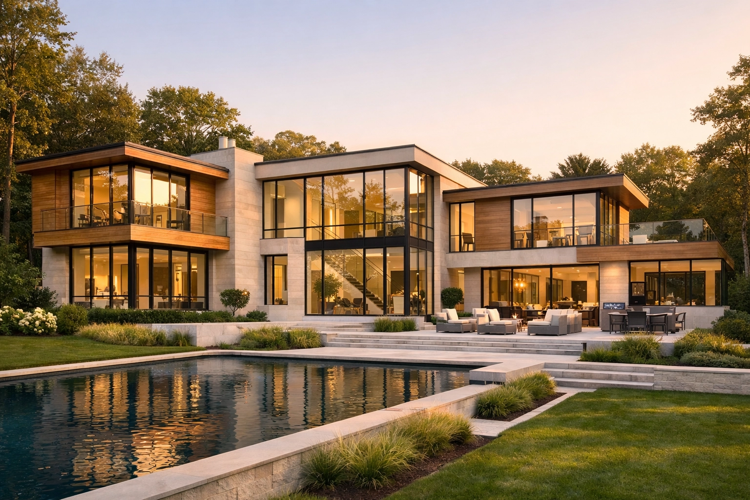 Sophisticated $5M+ Massachusetts estate illustrating high-value architectural assets for private client insurance.