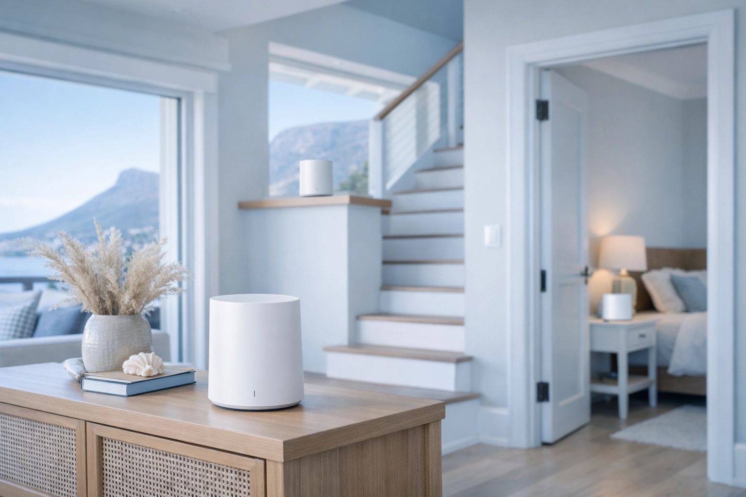 Mesh WiFi system installed throughout multi-story Cape Town home for full coverage