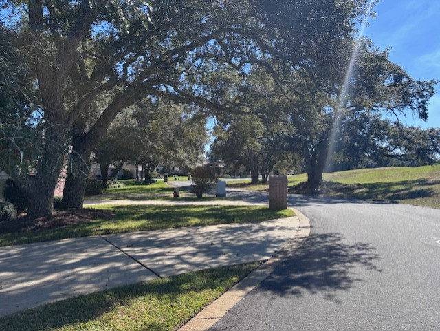 Quiet residential street in Emerald Coast neighborhood
