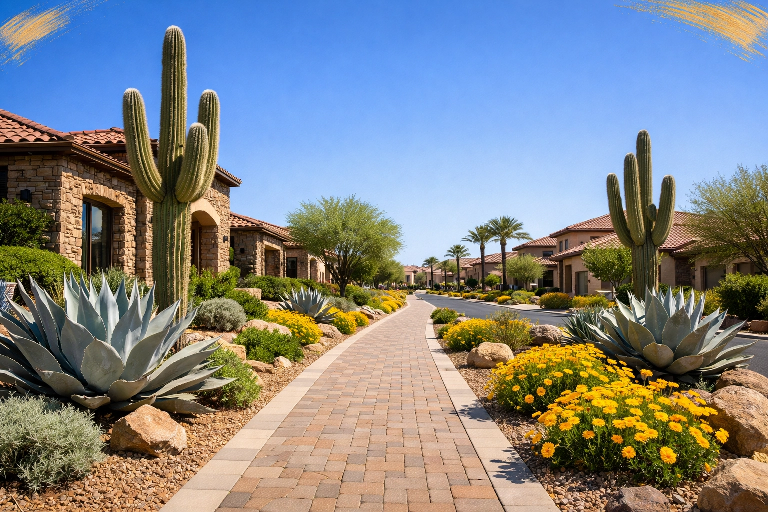Modern desert homes in Palm Valley, Goodyear AZ, illustrating the local West Valley real estate market trends.