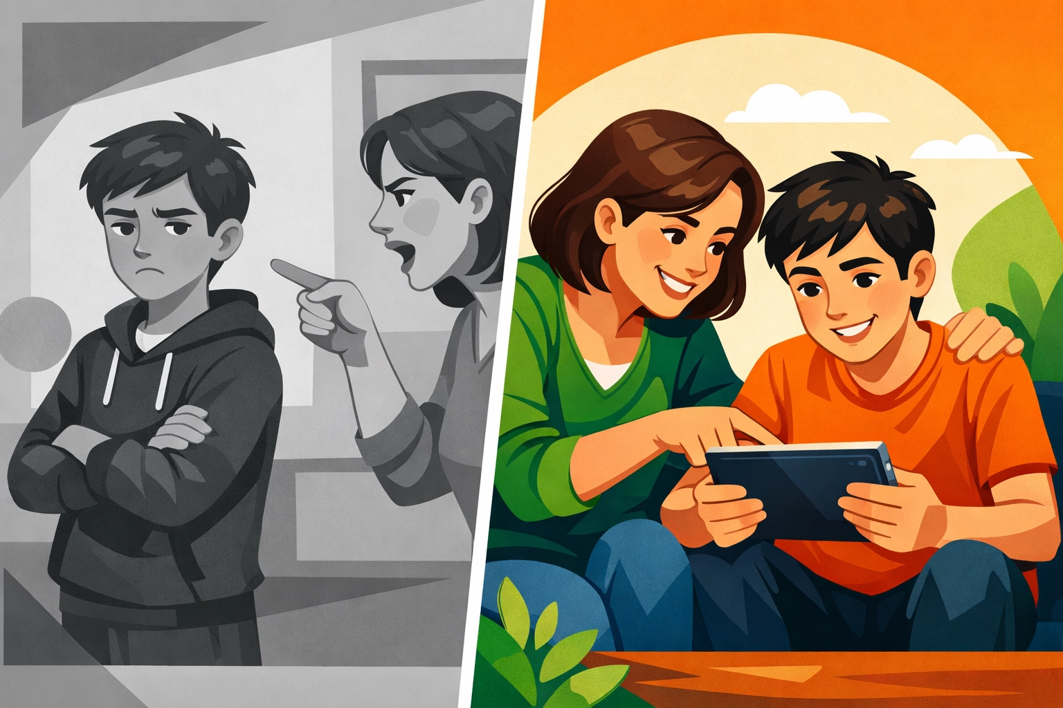 Comparison of lecturing versus collaborative parenting approach with teenagers