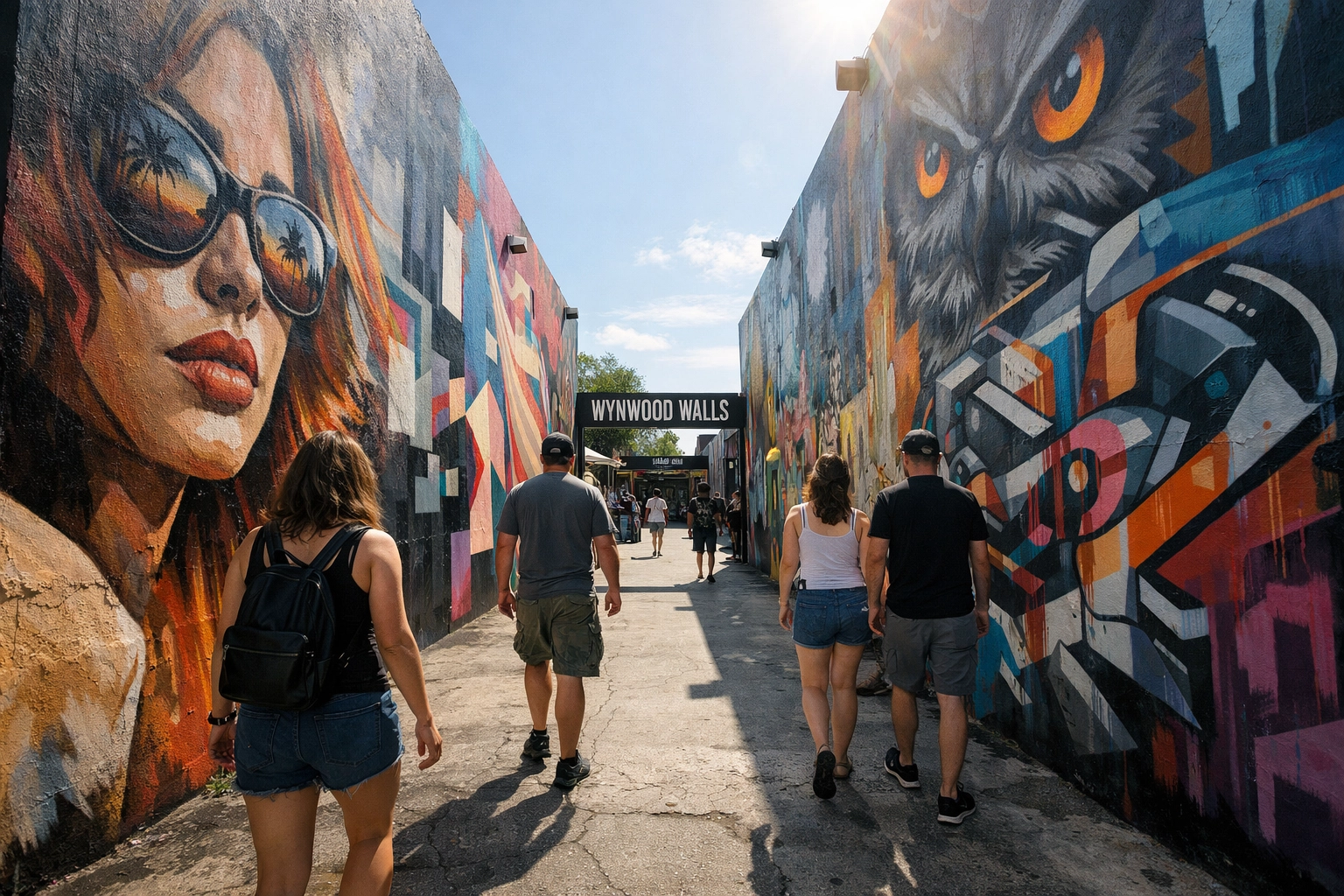 Vibrant murals at Wynwood Walls, a top spot for Wynwood photography and fun things to do in Miami.