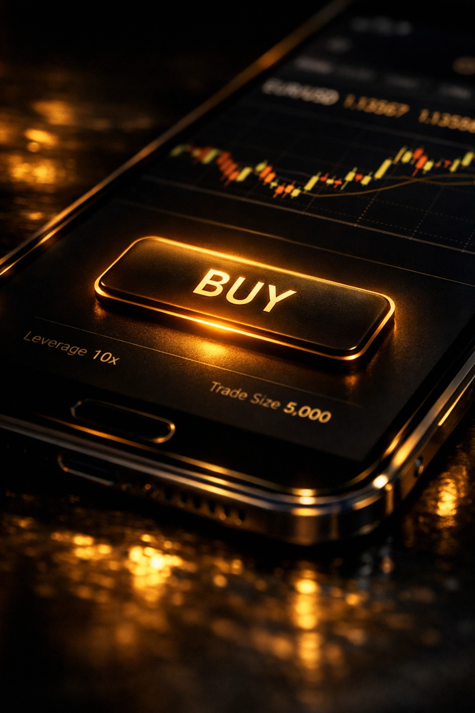 Tap To Trade mobile app interface showing one-touch execution button for instant trade entry