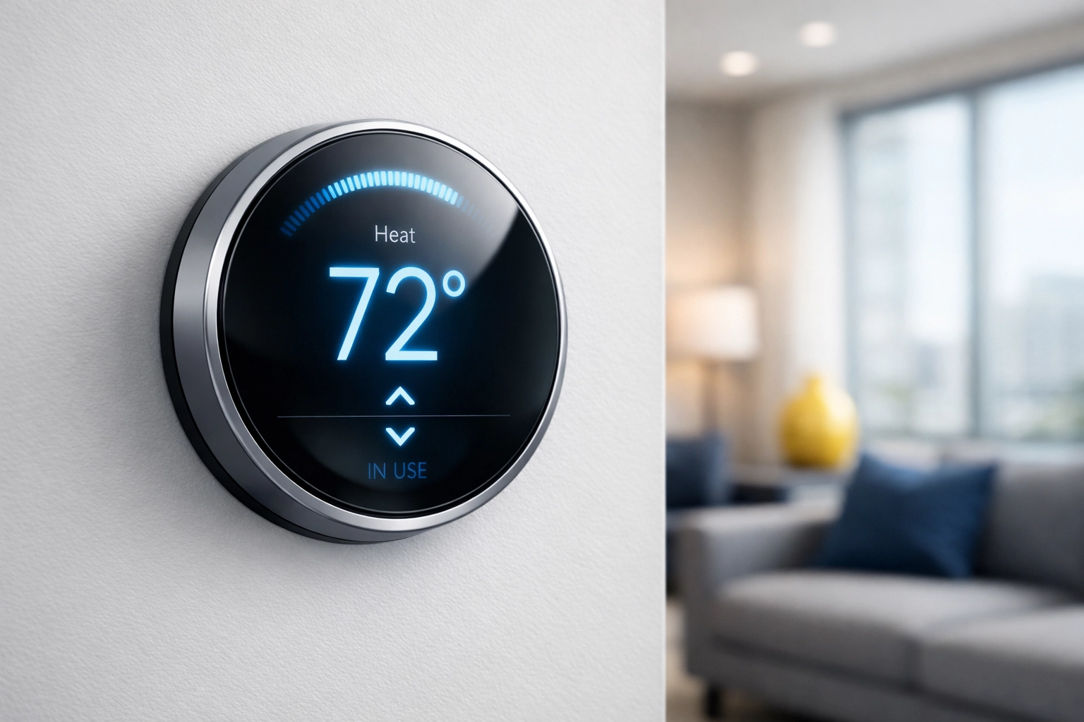 Smart home thermostat on a clean wall, an excellent upgrade for a successful Boston apartment turnover.