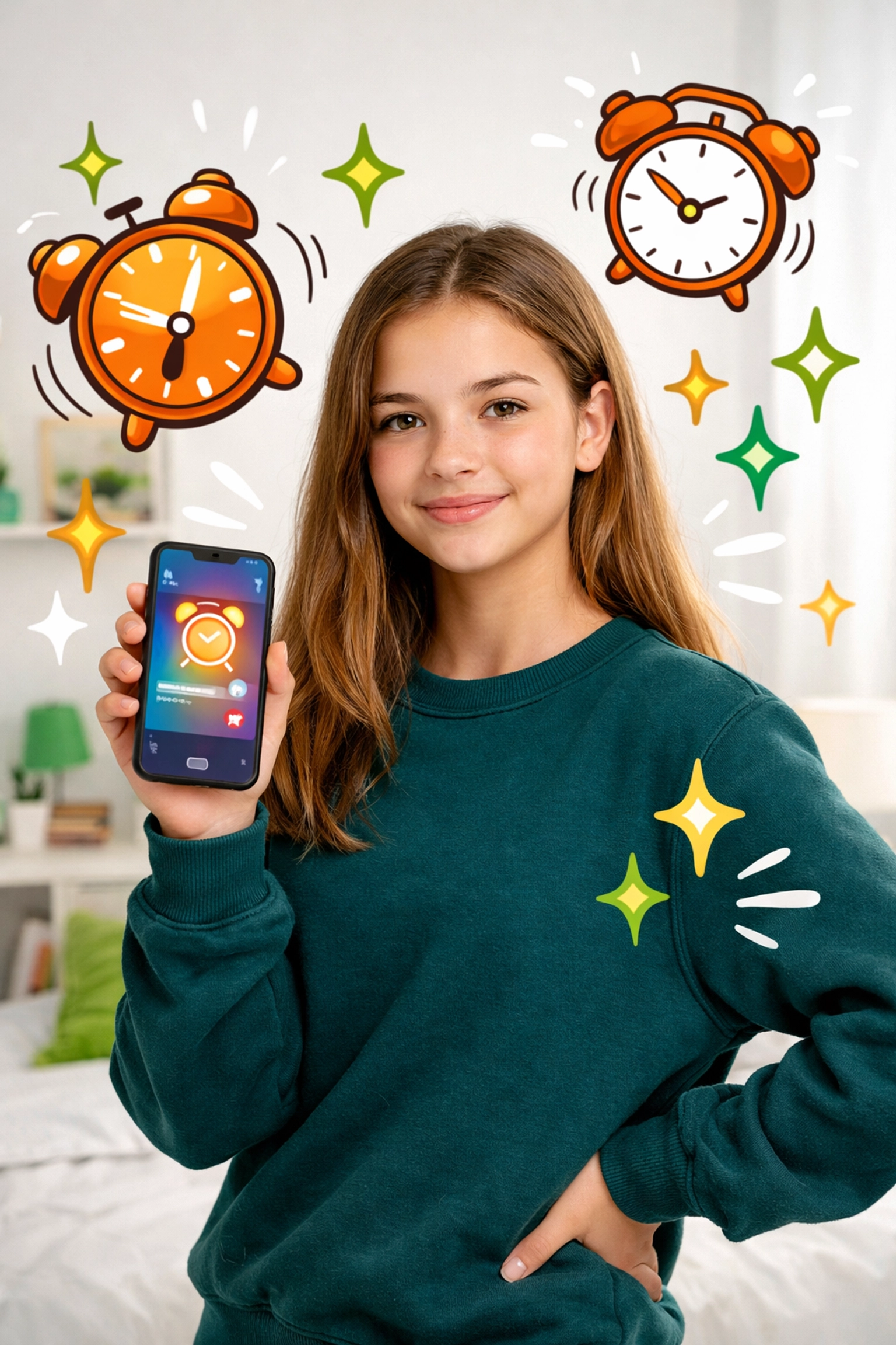 Teenager using phone alerts and systems to stay on top of daily household tasks and responsibilities.