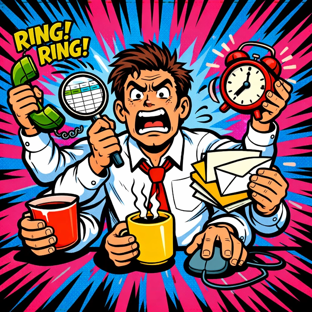 Stressed business owner needing workflow automation for small business to stop manual busy work.