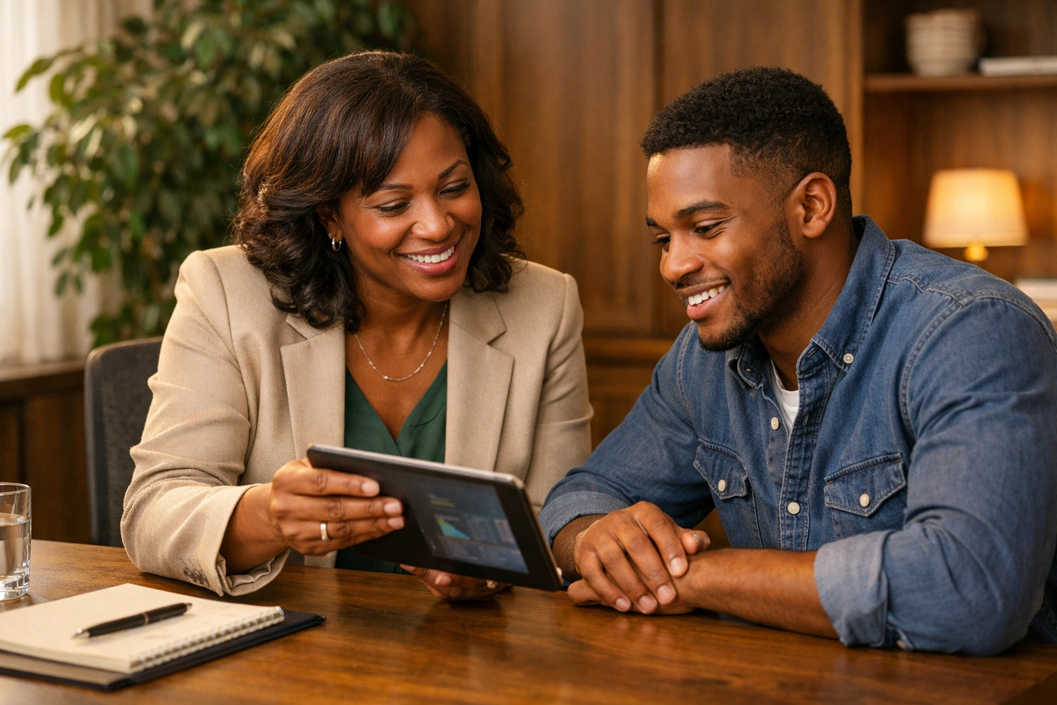 A SNAP Navigator providing personalized assistance for a food stamps application in a New Jersey support office.