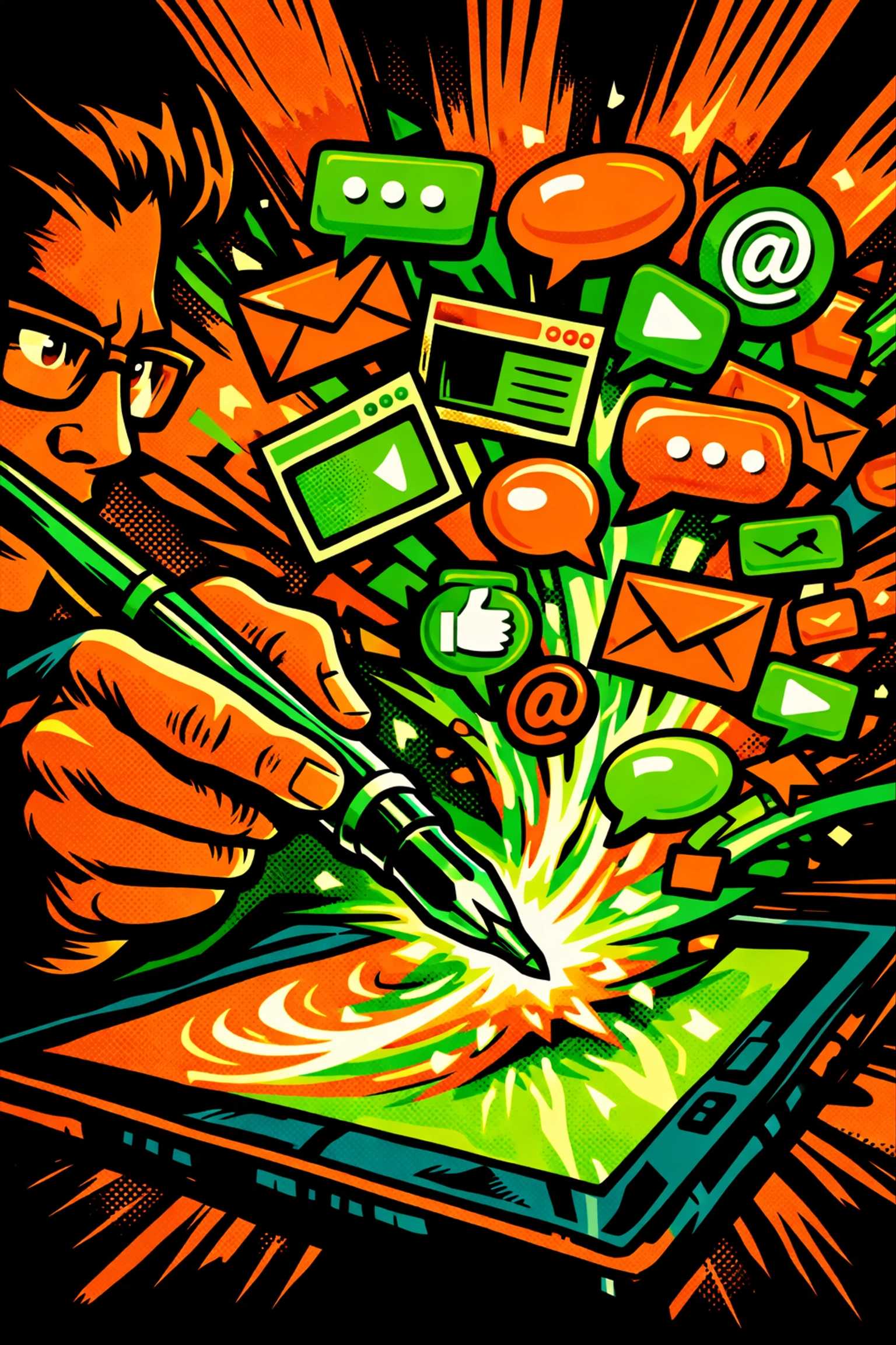 Creative professional using an AI content generator for small business to produce marketing content.