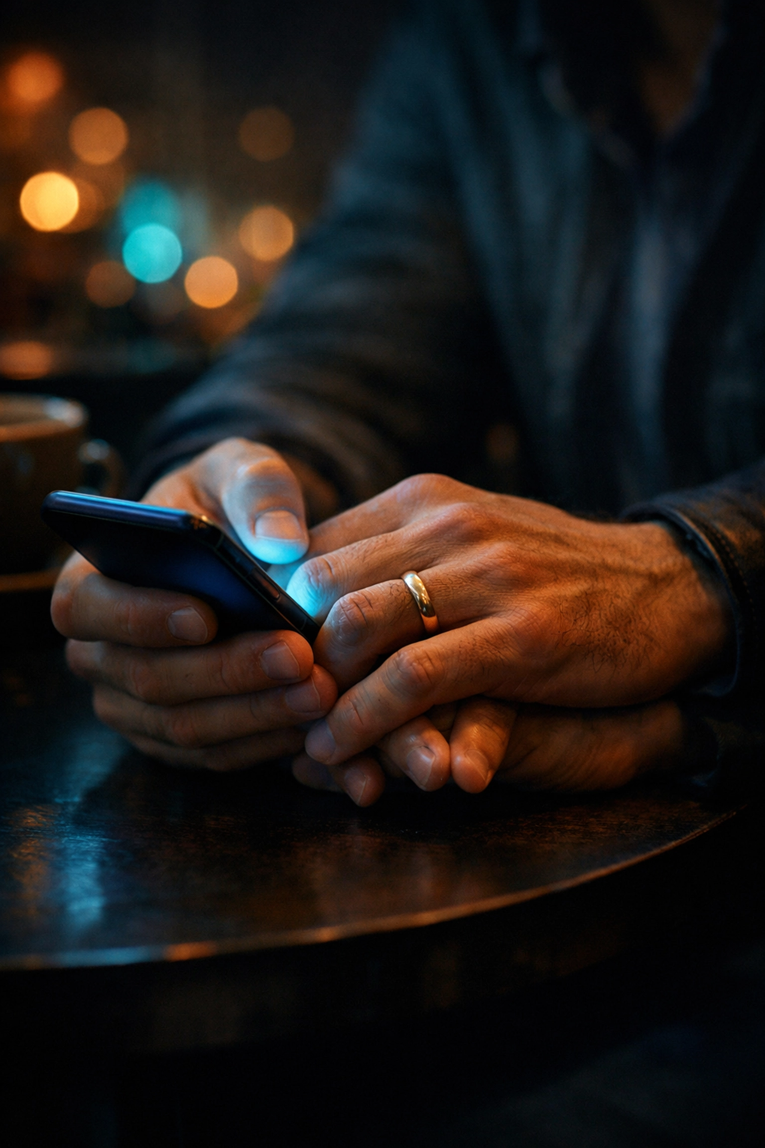 Intertwined hands of a gay couple holding a phone, highlighting the need for digital discretion in hostile areas.