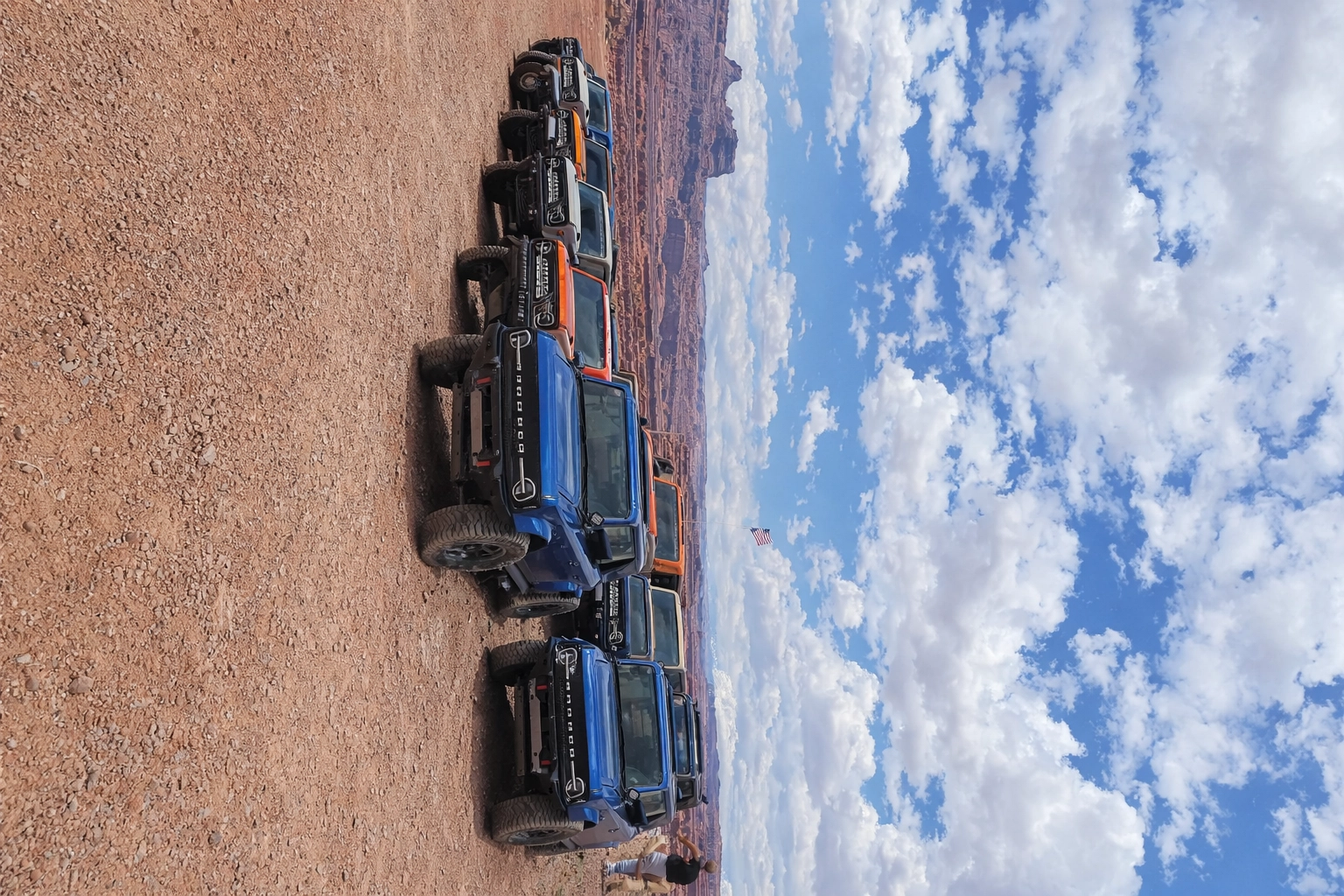 Lineup of early Ford Broncos staged for the Bronco Safari in Vernal, Utah.