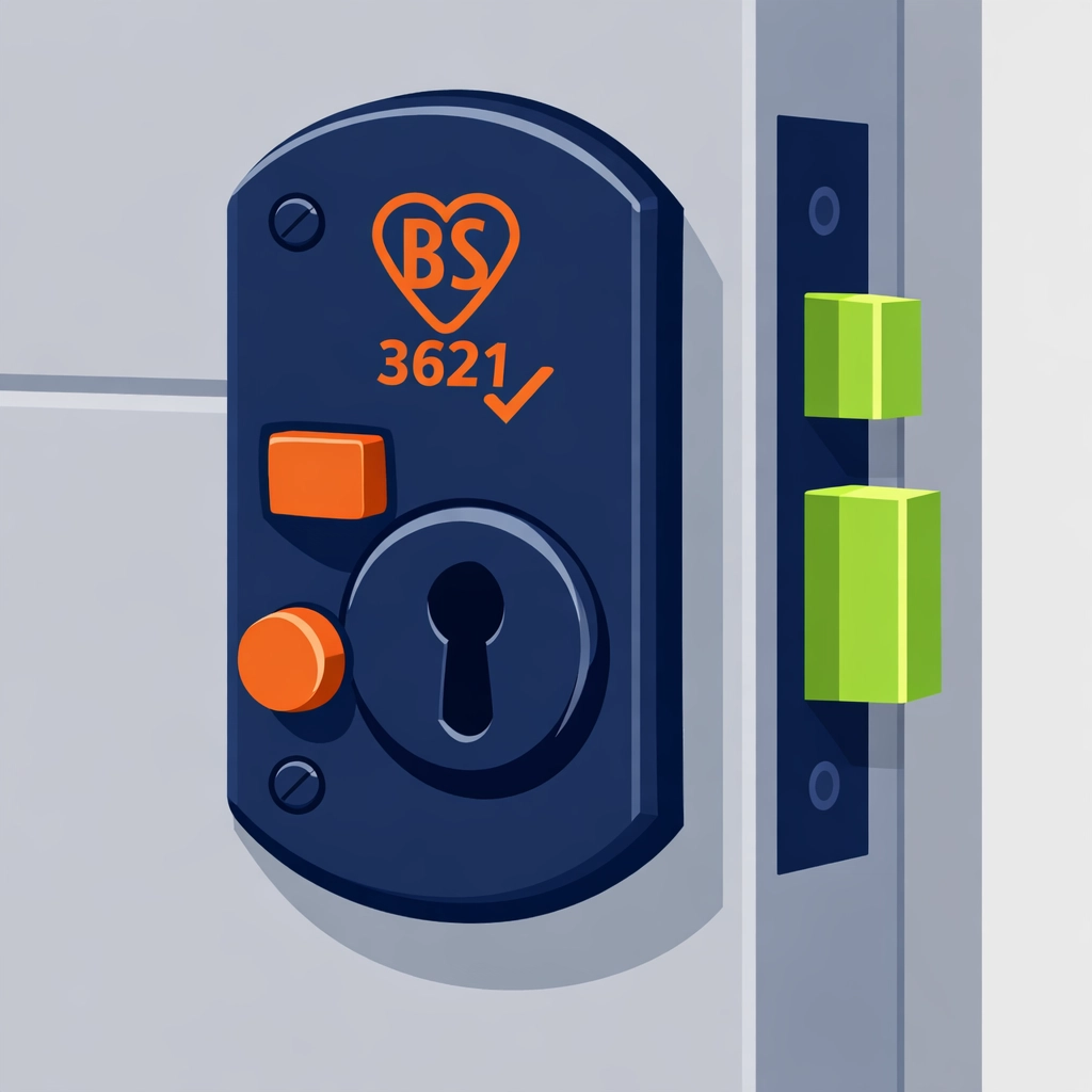 BS3621 British Standard lock with kitemark on front door for enhanced home security