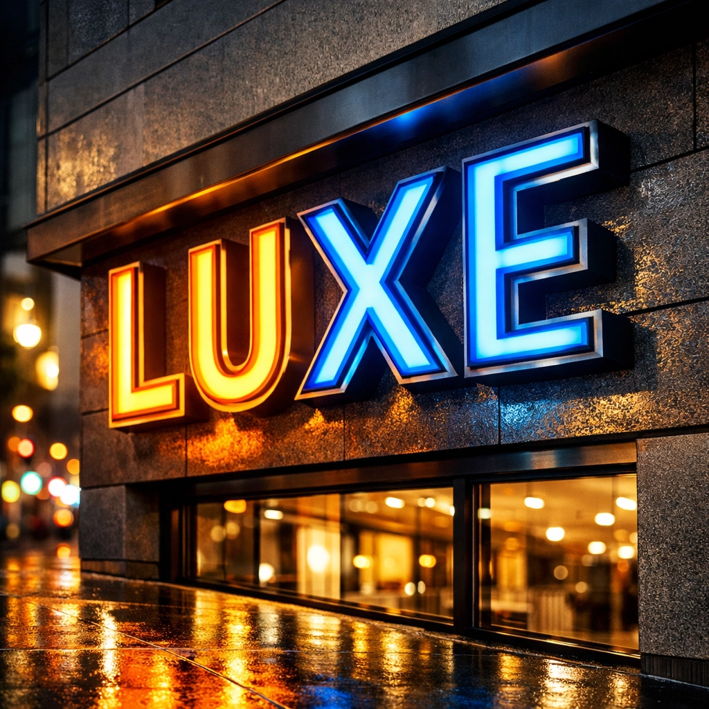 Premium LED channel letter storefront sign glowing at night for maximum business visibility.