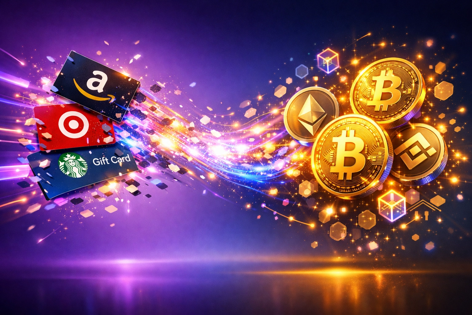 Gift card transforming into cryptocurrency for Larecoin payments