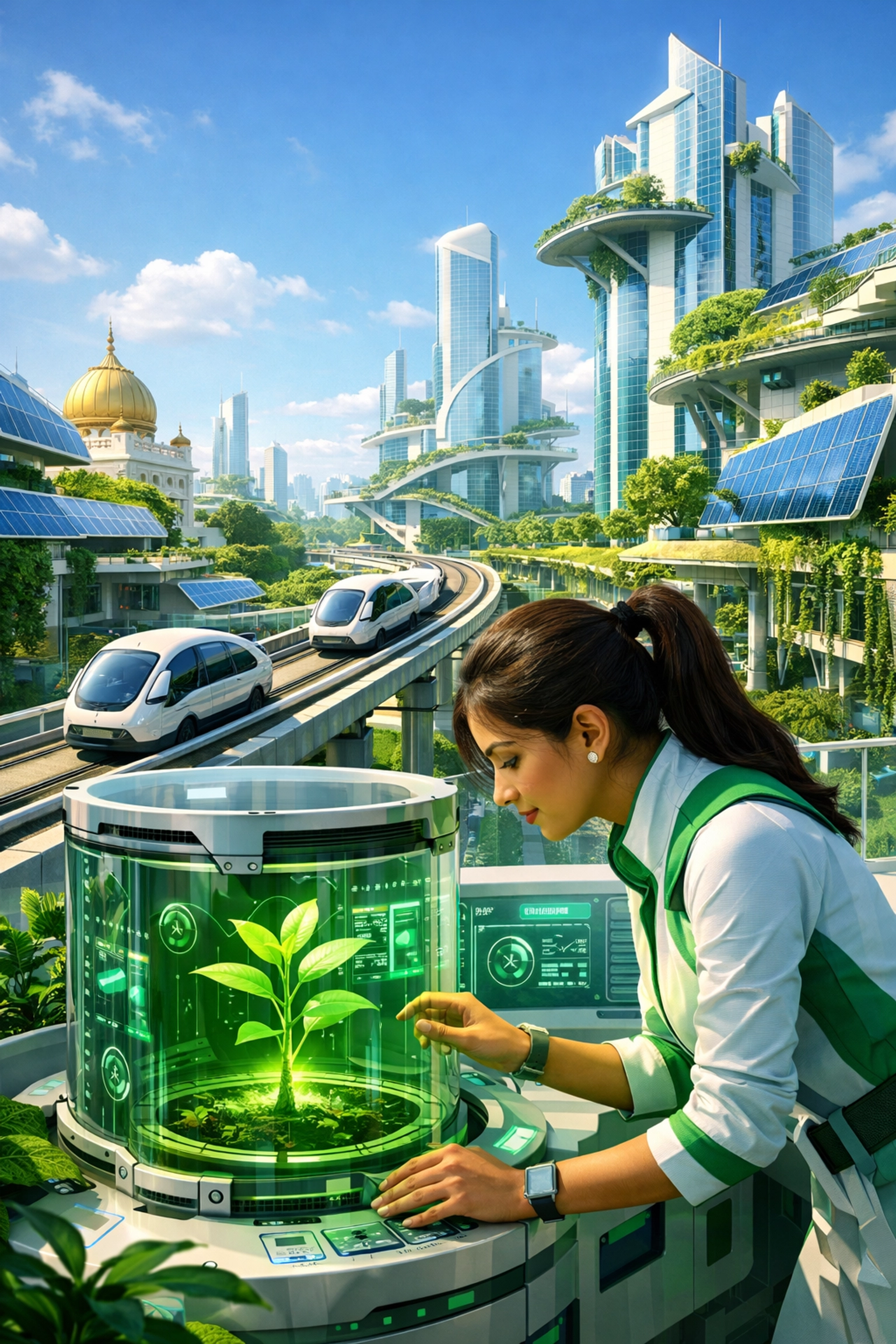 Futuristic sustainable city illustrating the innovative strength of the startup ecosystem India.