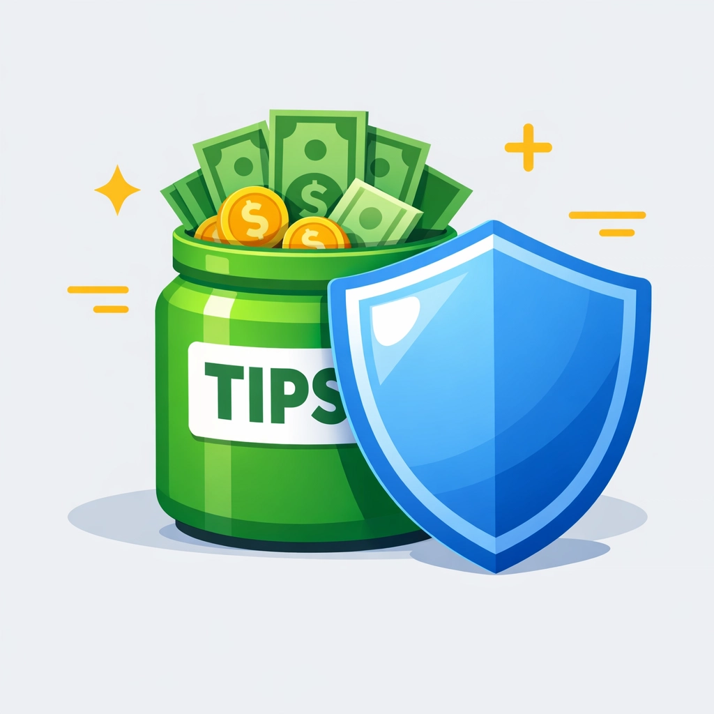 Illustration of a protected tip jar for the 2026 service worker tax deduction shield.