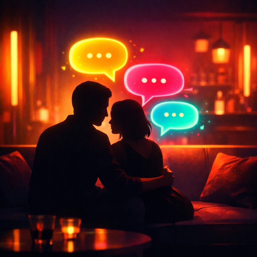 Couple having open conversation about sexual boundaries before meeting in person