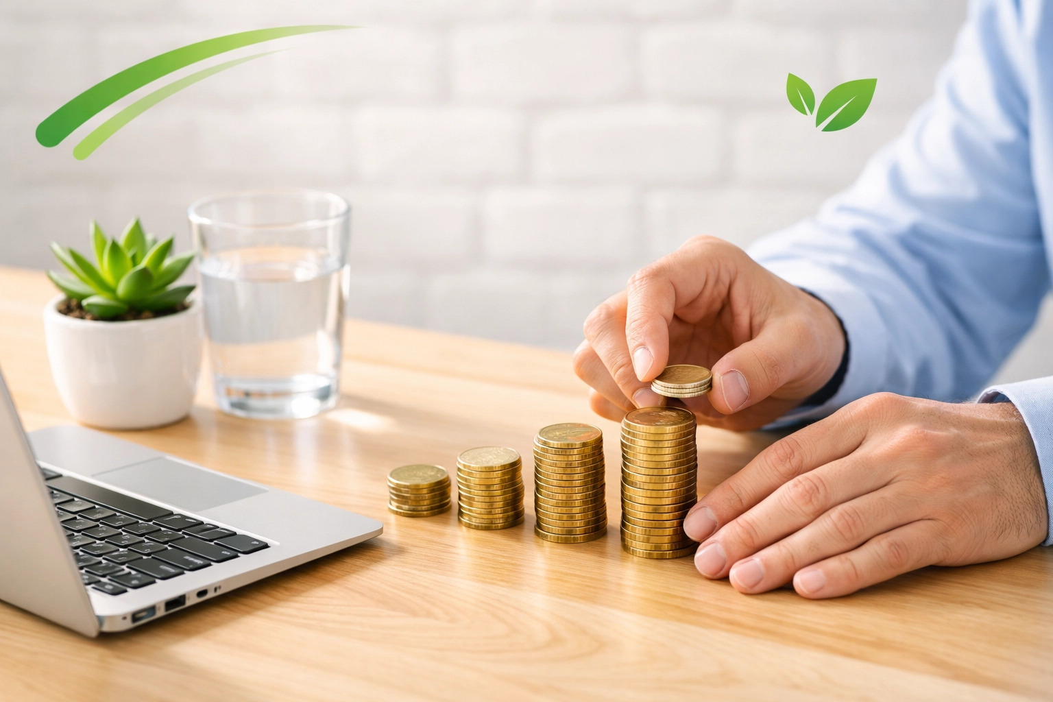 Professional hands organizing coins to illustrate high-margin work and accurate bookkeeping.