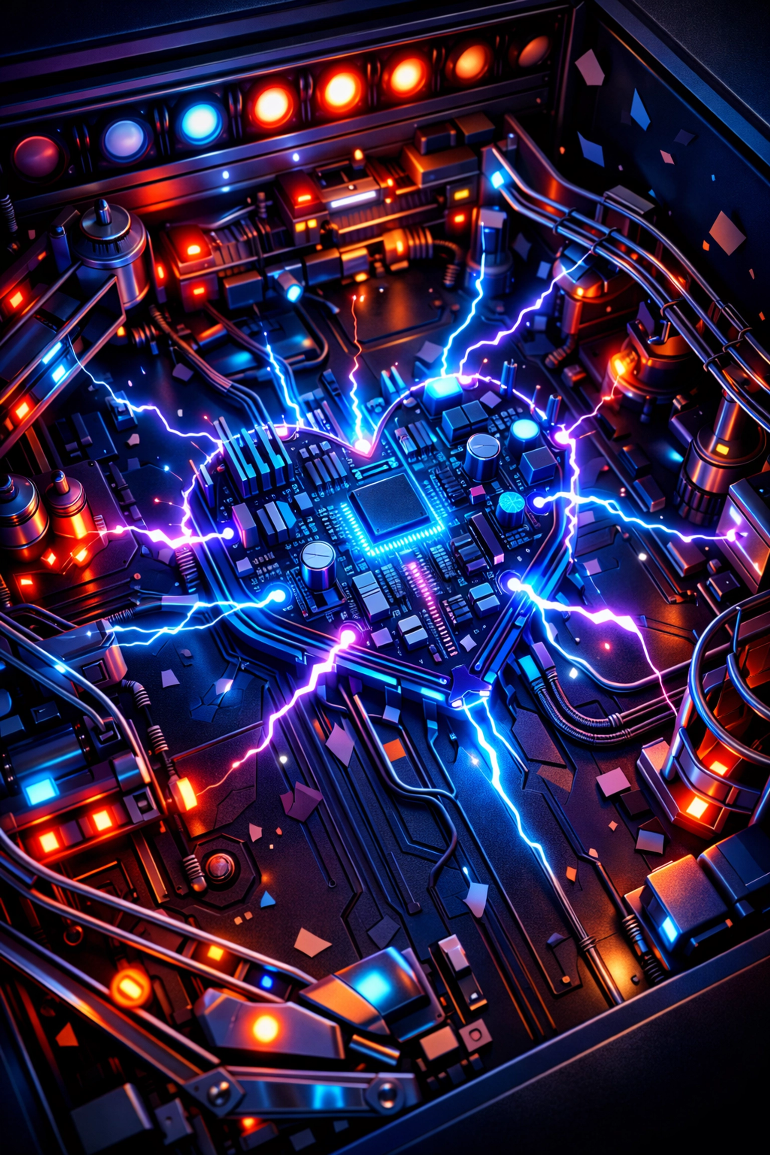 A reliable pinball power board installed in a machine backbox to ensure stable gameplay performance.