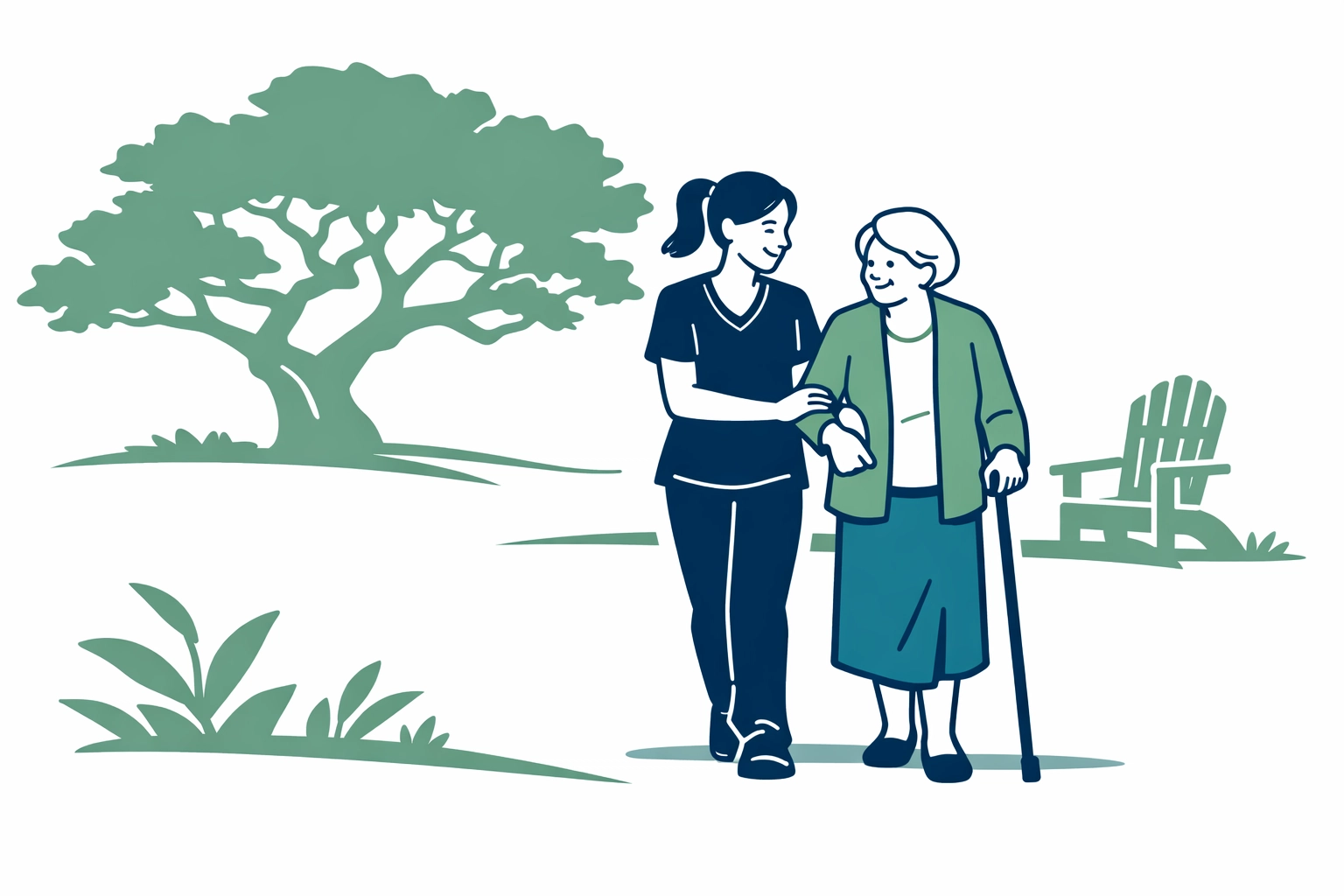 Caregiver helping an Austin senior woman stay independent at home with personalized home health care services.