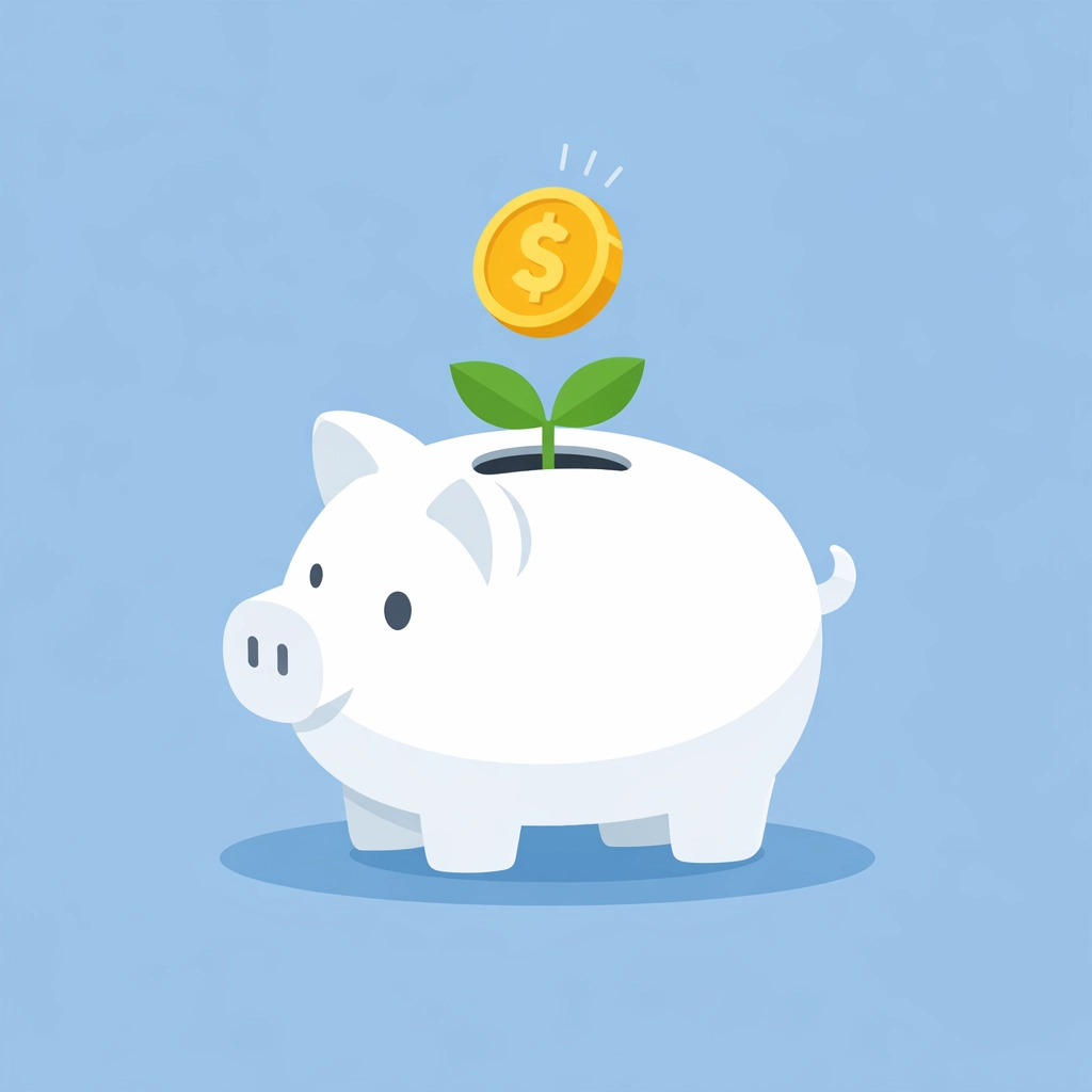 Alcancía y brote verde simbolizando el ahorro para el pago inicial y reparación de crédito.