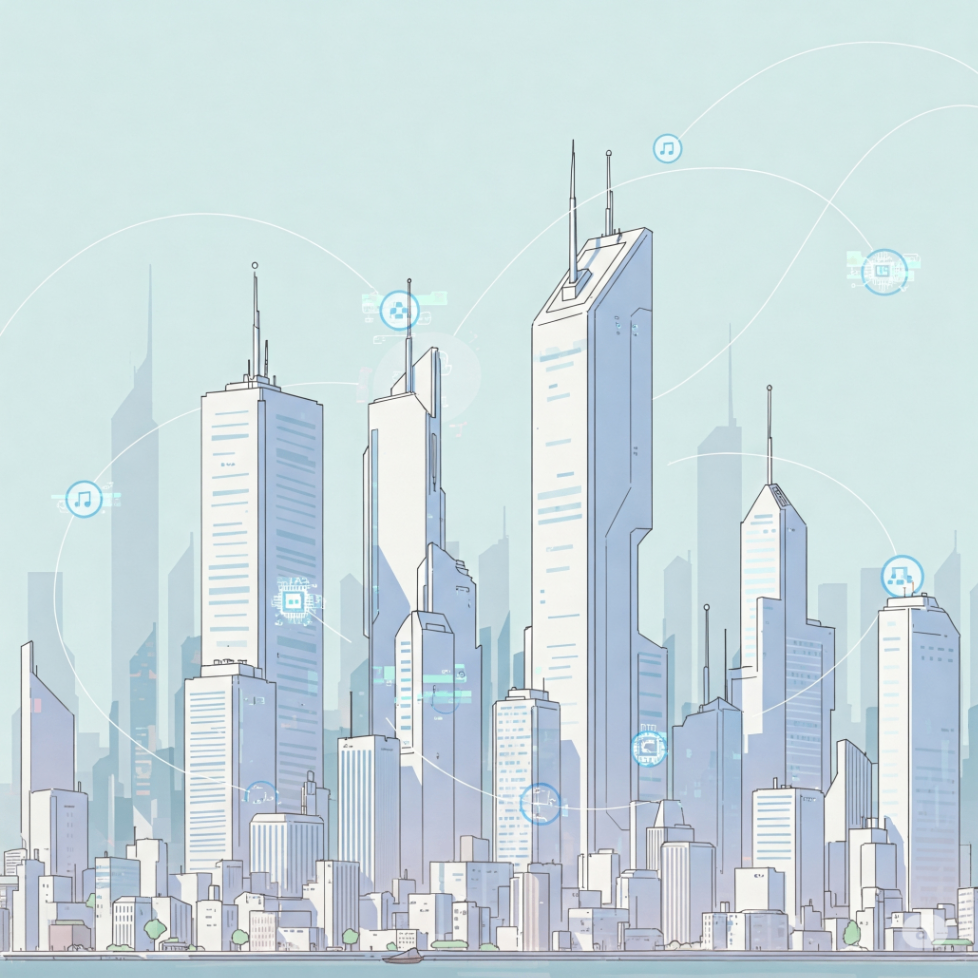 Futuristic Cityscape Data Integration