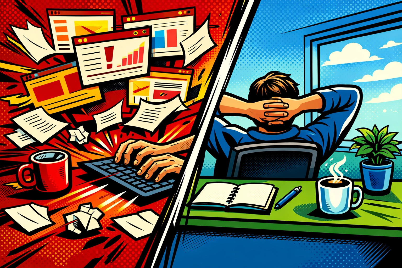 Workflow automation transforms chaotic workspace into organized productivity for small business owners