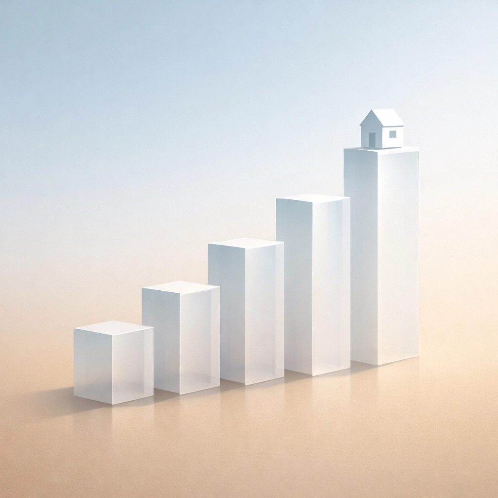 Geometric art representing long-term stability and rising value in the Spokane housing market.