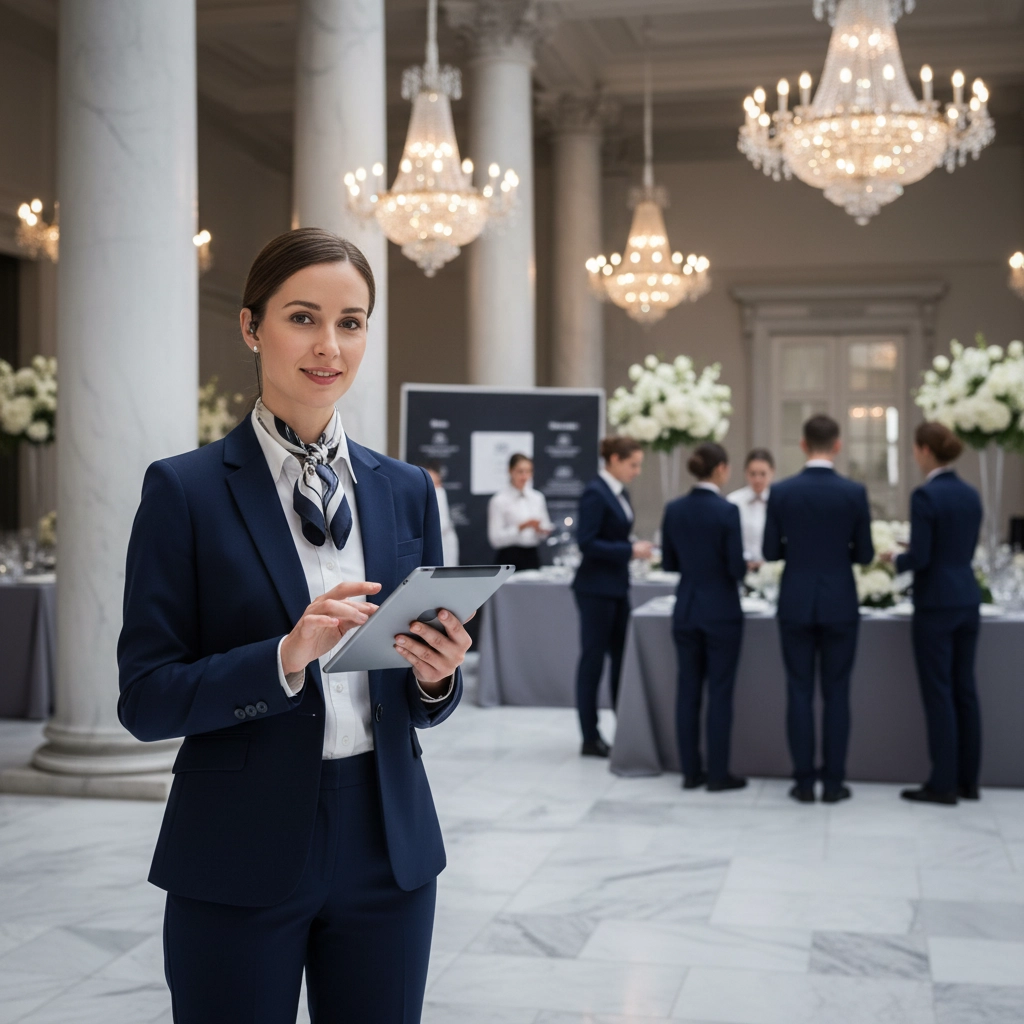 vip hostesses and registration staff coordinating luxury event 