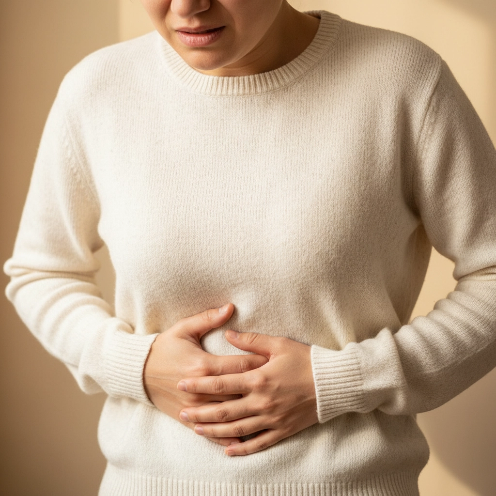 Woman holding her belly in pain