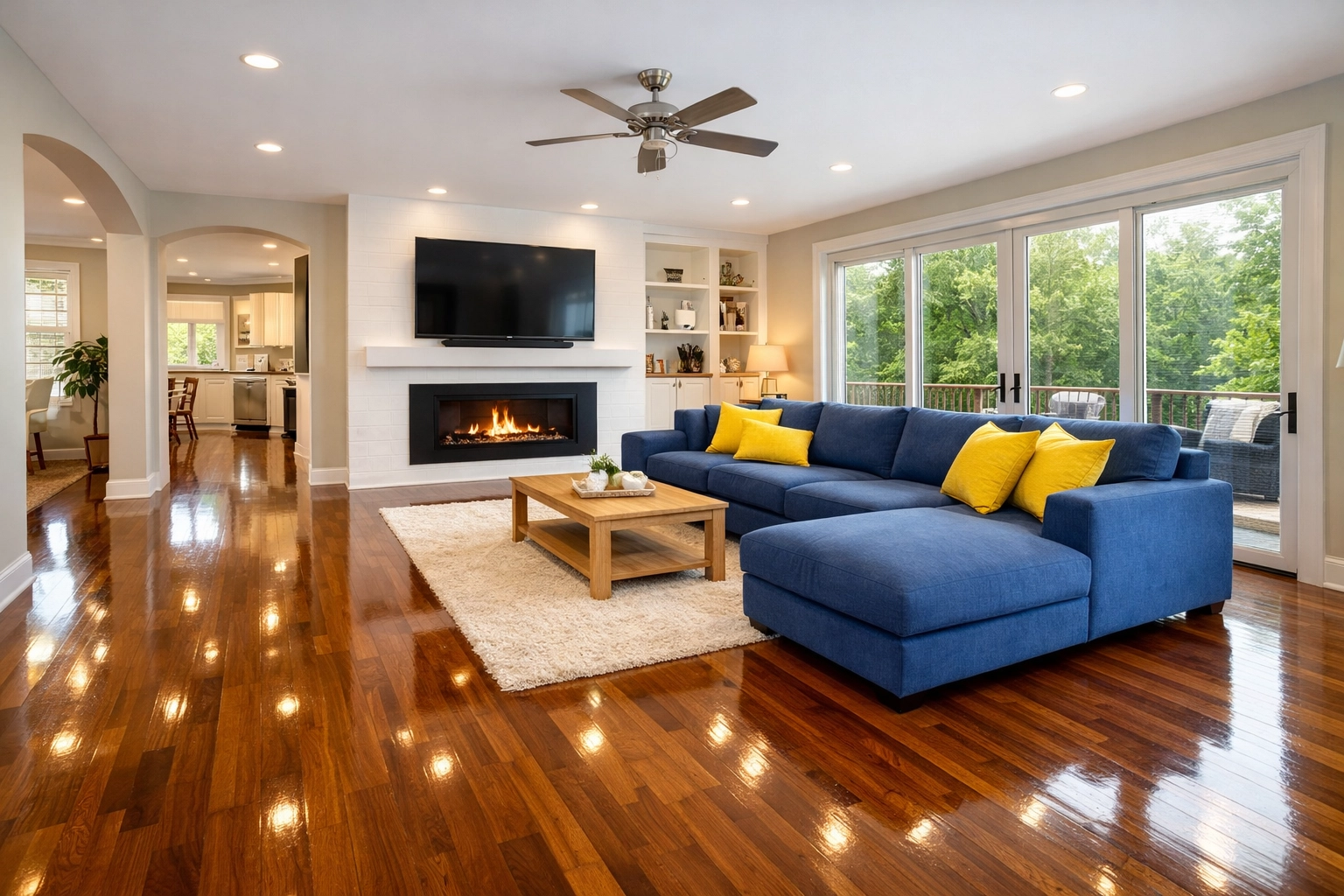 Pristine Worcester living room after an eco-friendly house cleaning MA service by The Cleaning Ninjas.