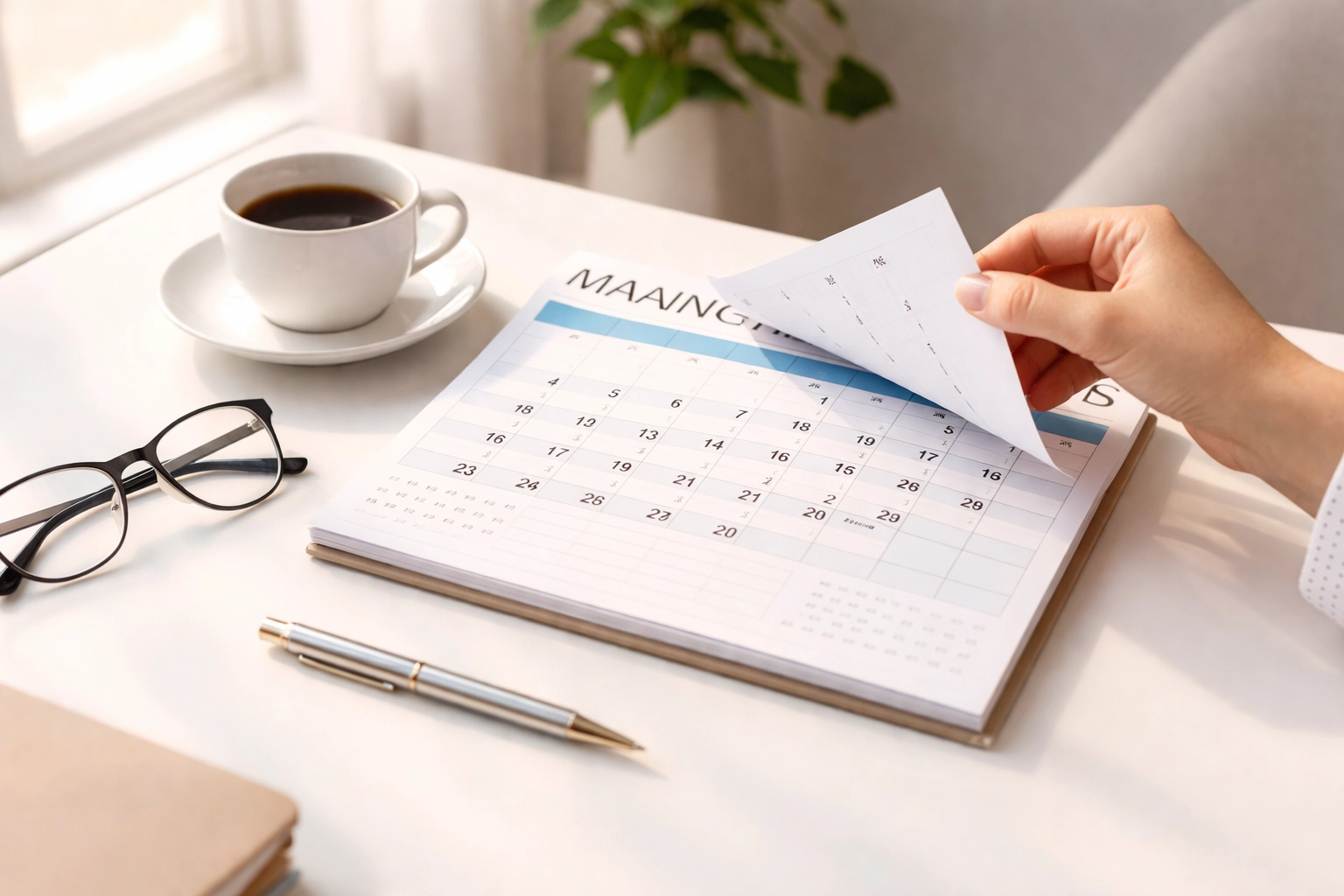 Desk with calendar and planner symbolising ILR UK's new 10-year qualifying period changes in April 2026