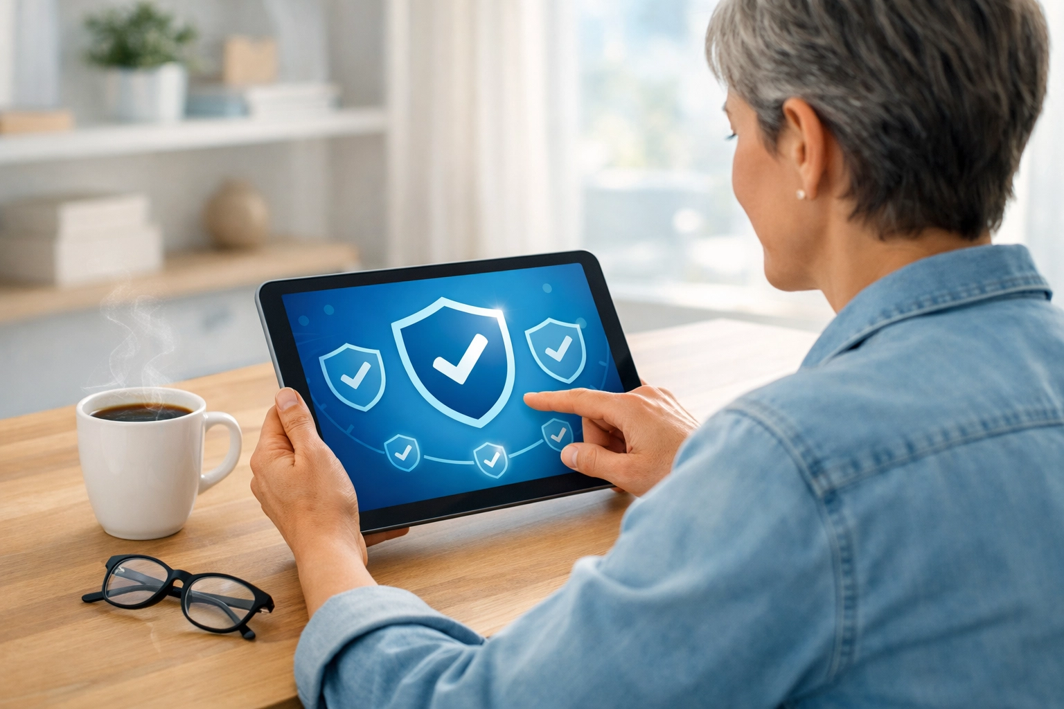 A person securely managing their digital lasting power of attorney on a tablet using modern online tools.