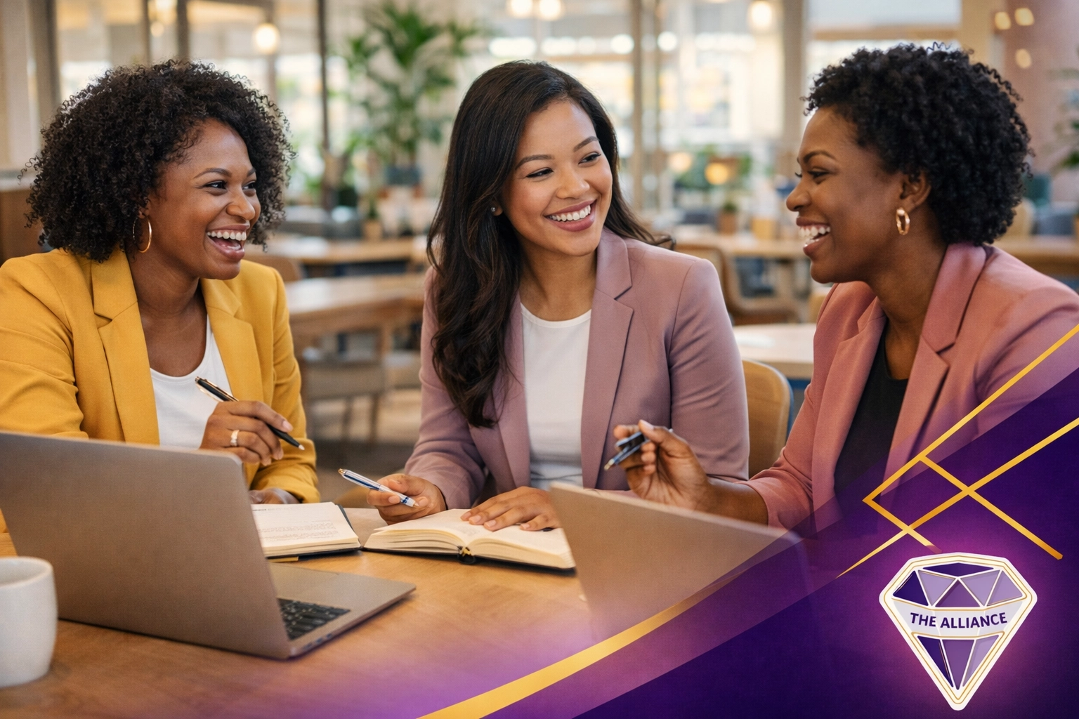 Diverse women entrepreneurs collaborating on AI business growth strategies