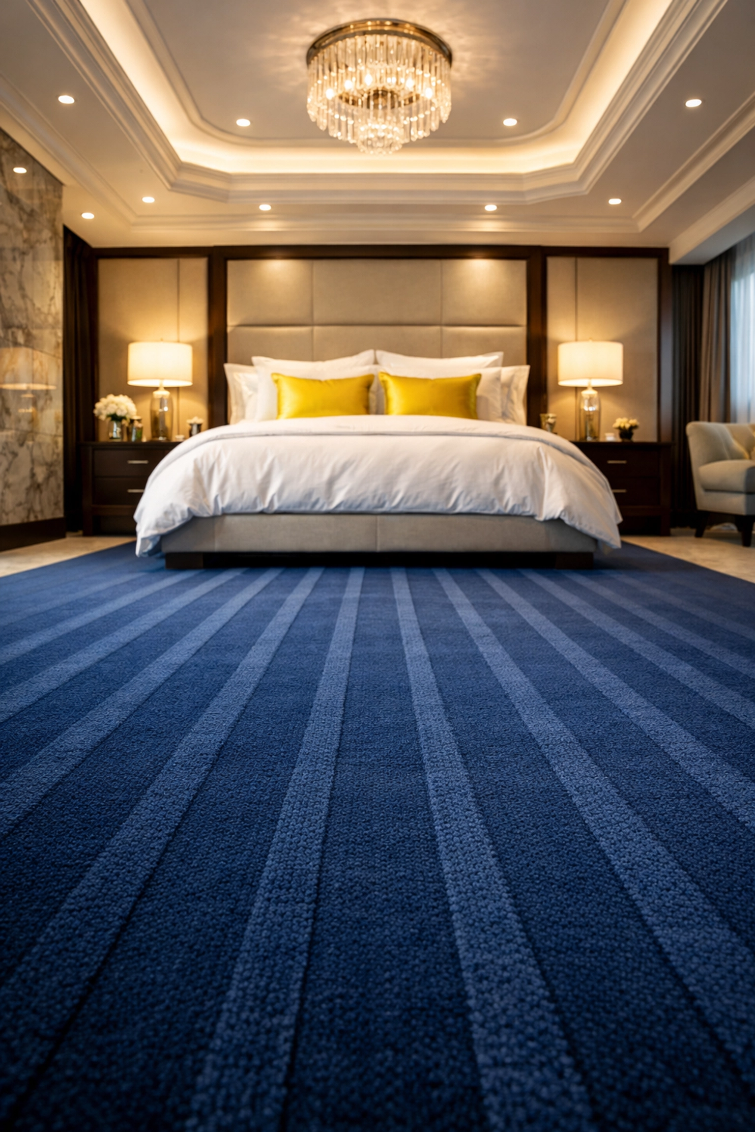 Residential cleaning Leominster MA results in a dust-free bedroom with crisp vacuum lines.