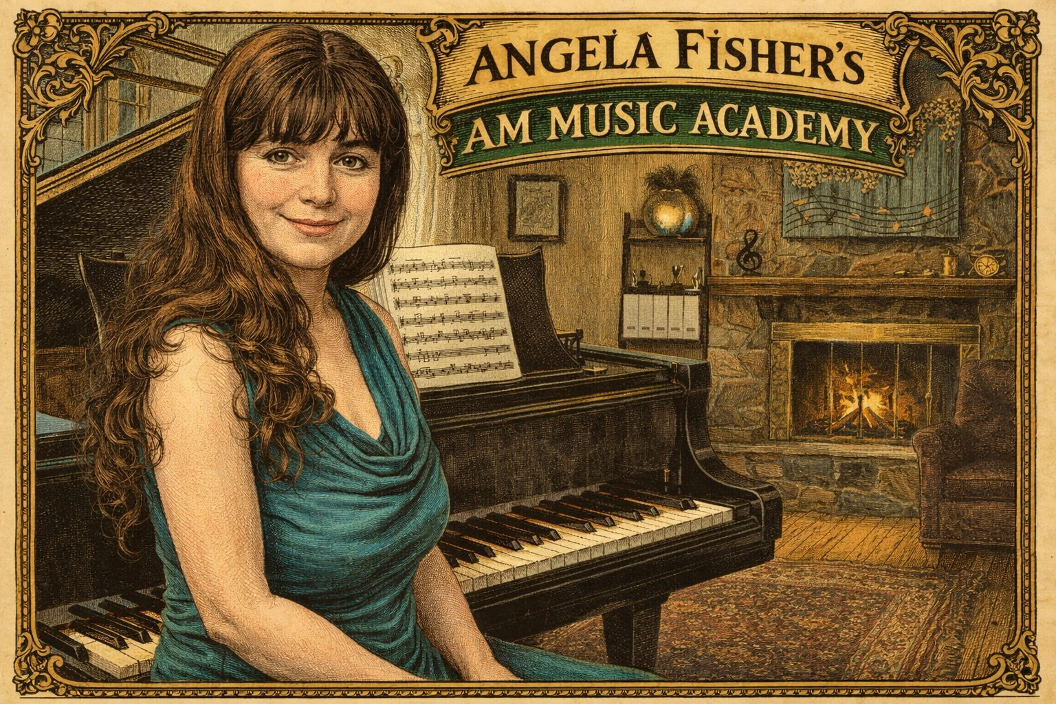 Angela Fisher in her studio at AM Music Academy