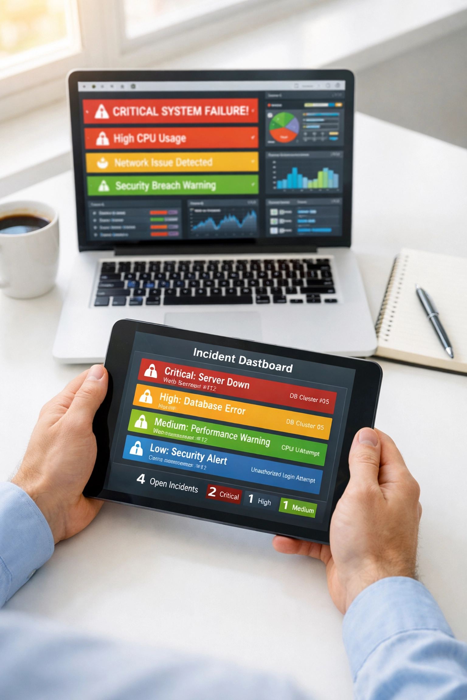 IT professional managing consolidated ServiceNow ITOM alerts with AI-powered incident correlation