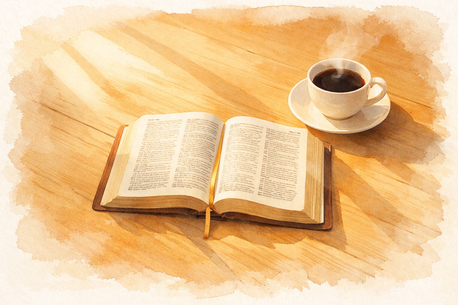 Morning quiet time with open Bible and coffee representing daily devotion and prayer